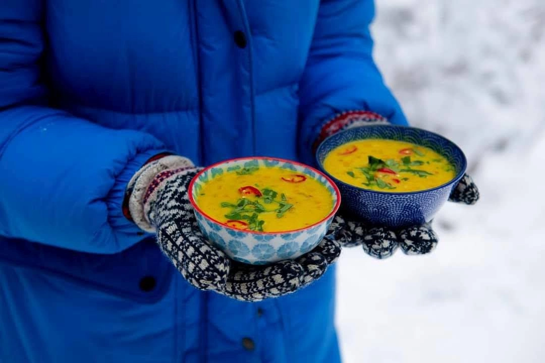 campfire soup winter baltics experience