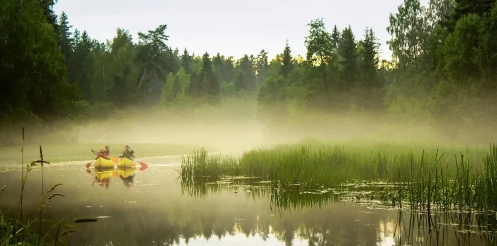Ruhige Kanutour auf dem Tudujärv in Estland inmitten der Natur