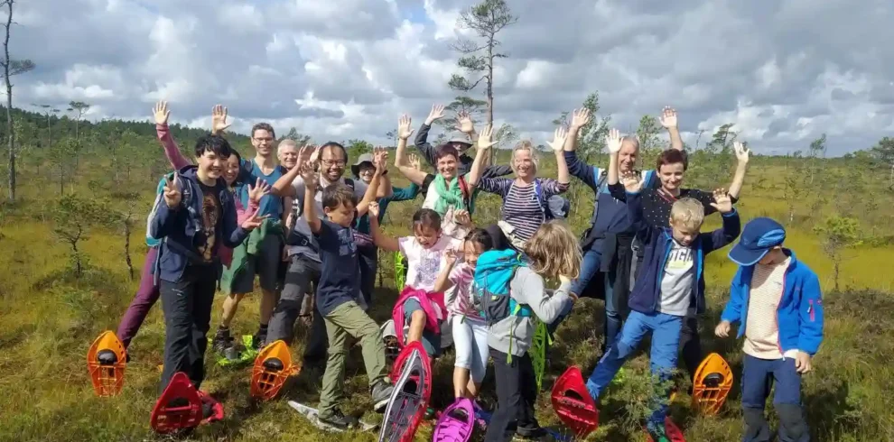 estonia bog shoeing tour group nature experience