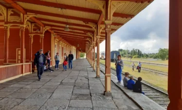 estonia historic train station platform travel