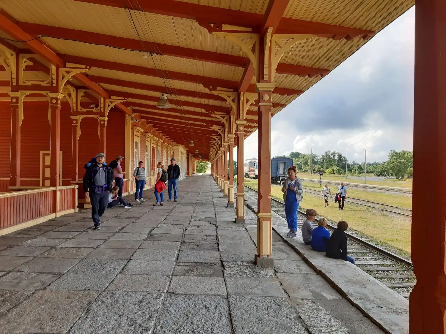 estonia historic train station platform travel
