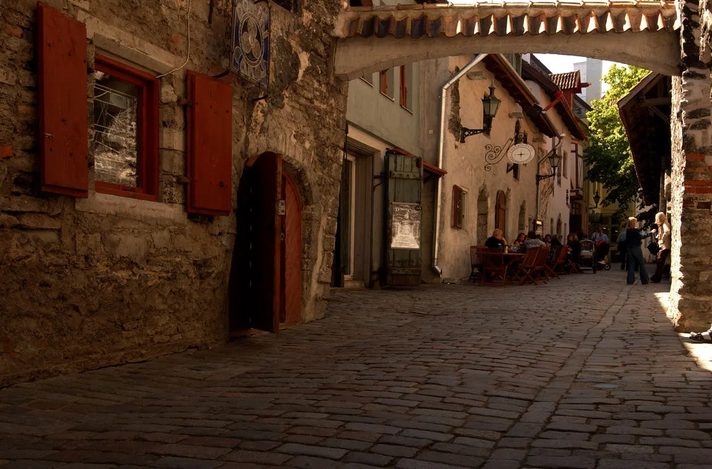 tallinn old town cobblestone street medieval architecture estonia
