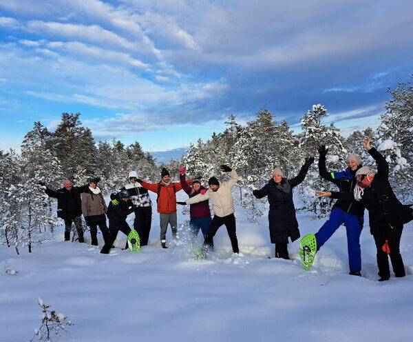 bog shoeing in winter