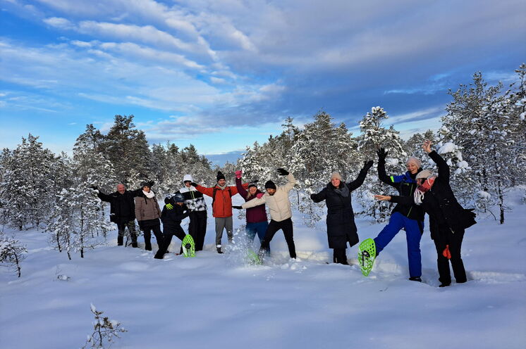 bog shoeing in winter