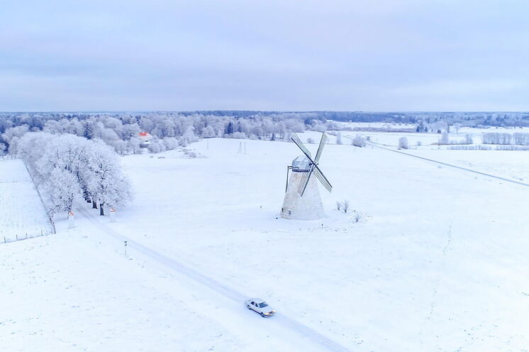 the small vihula windmill on a winter season